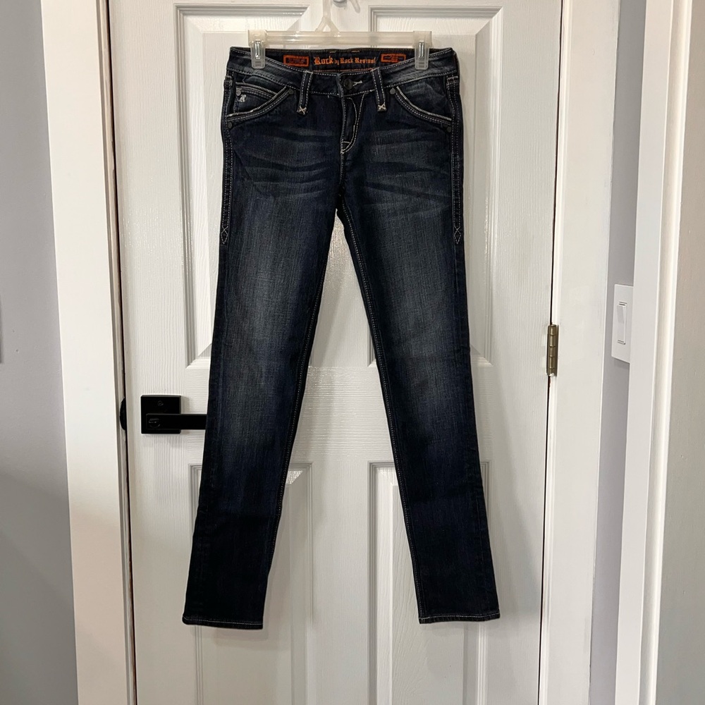 Rock Revival Women’s Jeans Size 28 Dark Wash Straight Stretch Denim